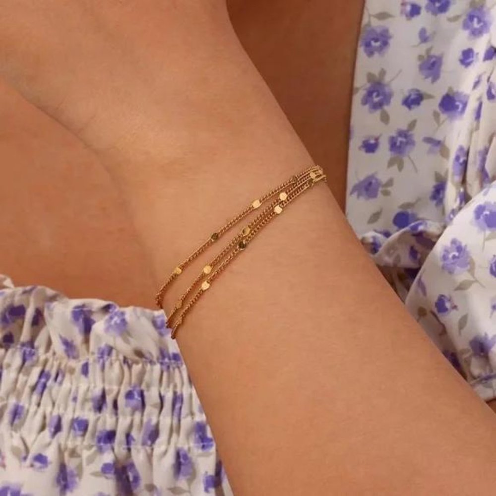 New 18K Gold Tassel Multilayer Chain Bracelet, NICE BRACELET, CUTE BRACELET - Picture 5 of 6